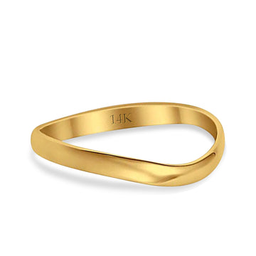 14K Yellow Gold Thumb Curve Band Solid Wedding Engagement Ring Size 7
